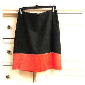 Ann Taylor Black & Orange Color Block Skirt